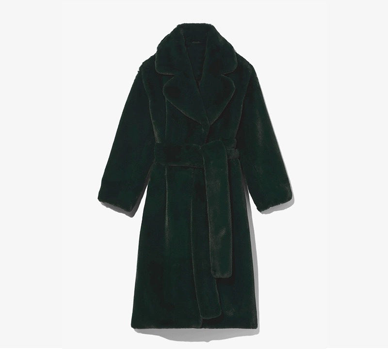 Long rabbit fur mink fur coat padded autumn and winter coat