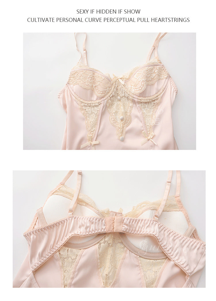 DZ Gorgeous Sexy Underwire Nightdress with Chest Pads, Comfortable Robe, Plus Size Pure Desire Homewear Set4240