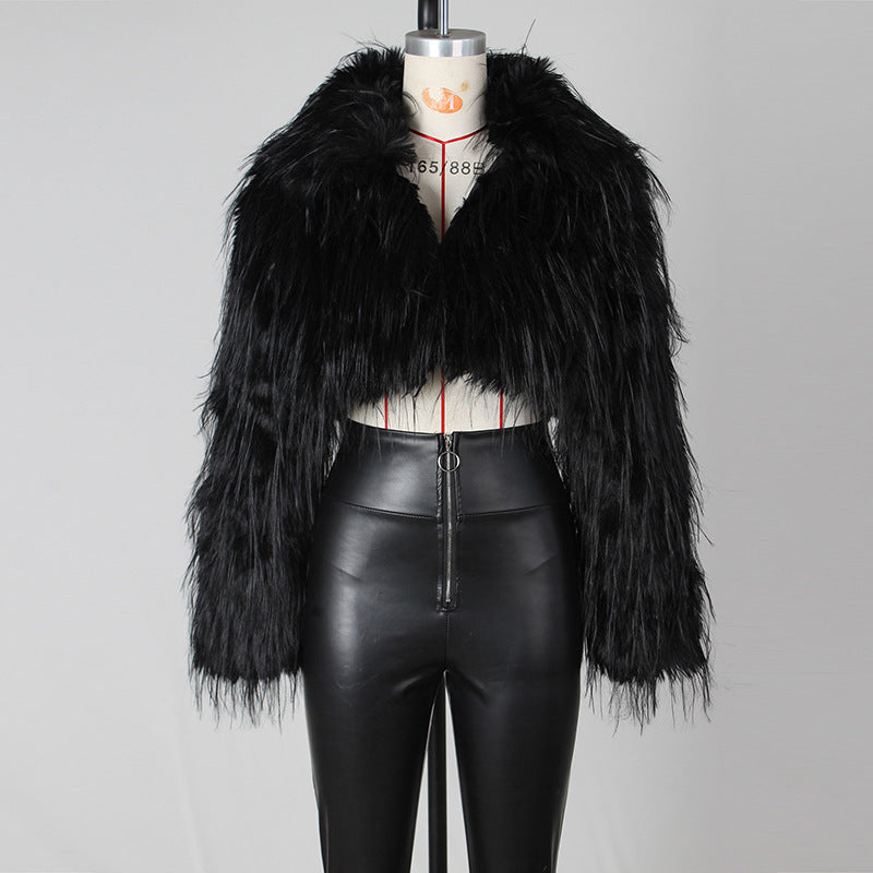 Autumn and winter new fur coat for women ins Internet Celebrity Style Unique Imitation Beach Wool Ultra Short Furry Top