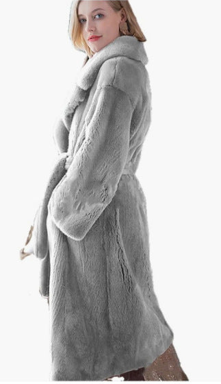 Long rabbit fur mink fur coat padded autumn and winter coat